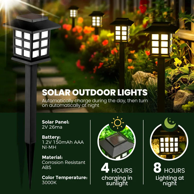 8 Pack Solar Pathway Garden Lights